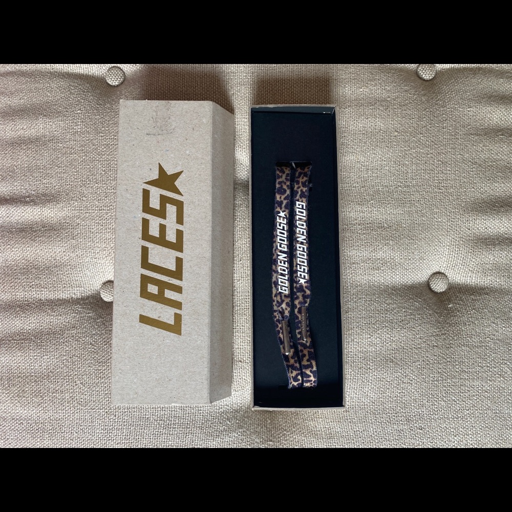 Golden Goose Leopard Print Logo Laces